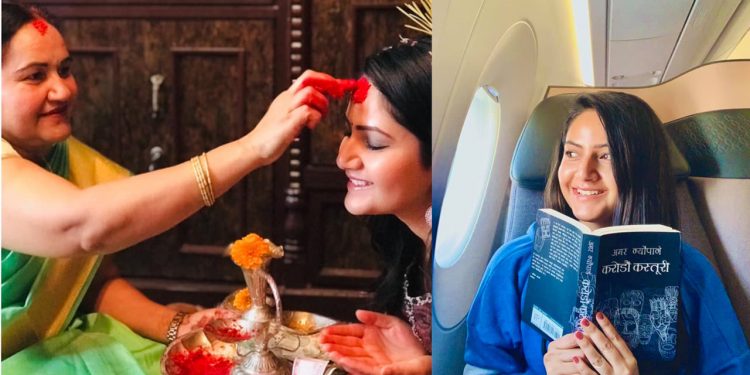 दशैंको टिका थापेर नायिका बर्षा सिवकोटी अमेरिका तिर